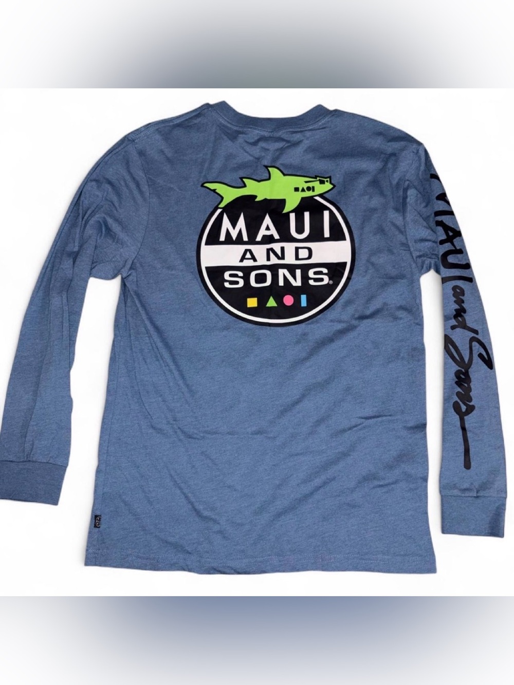Maui and Sons Long Sleeve Graphic Tee - Blue with Neon Accents